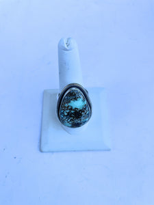 Navajo Golden Hills Turquoise And Sterling Silver Adjustable Ring