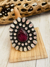Load image into Gallery viewer, Navajo Sterling Silver, Mother of Pearl &amp; Purple Spiny Cluster Adjustable Ring