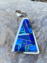 Load image into Gallery viewer, Navajo Lapis, Turquoise, Blue Opal Triangle Pendant