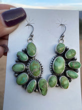 Load image into Gallery viewer, Navajo Crescent Sonoran Gold Turquoise Dangles