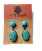 Load image into Gallery viewer, Navajo Turquoise And Sterling Silver Dangle Earrings Signed any Antone Harley