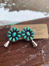 Load image into Gallery viewer, Handmade Sterling Silver &amp; Turquoise Squash Blossom Earrings