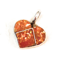 Load image into Gallery viewer, Zuni Sterling Silver &amp; Orange Fire Opal Heart Pendant