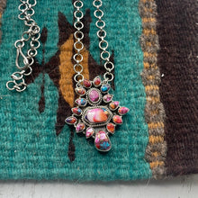 Load image into Gallery viewer, Handmade Sterling Silver &amp; Pink Dream Cluster Necklace Signed Nizhoni