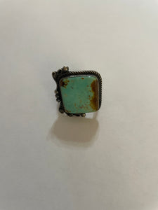 Navajo Jacqueline Silver Turquoise & Sterling Silver Ring Size 10 Signed