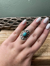 Load image into Gallery viewer, Navajo Flower Turquoise And Sterling Silver Ring
