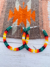 Load image into Gallery viewer, Navajo Handmade Beaded Hoop Earrings