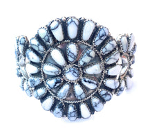 Load image into Gallery viewer, Navajo Howlite &amp; Sterling Silver Cluster Bracelet Cuff