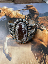 Load image into Gallery viewer, Navajo Sterling And Wild Horse Cuff Bracelet Signed Chimney Butte