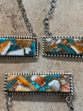 Load image into Gallery viewer, Navajo Multi Stone Sterling Silver Necklace 2 5/8”