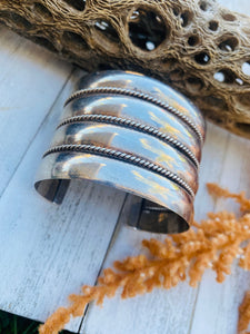 Vintage Navajo Sterling Silver Cuff Bracelet Signed
