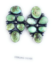 Load image into Gallery viewer, Navajo Sterling Silver &amp; Turquoise Cluster Post Earrings Signed