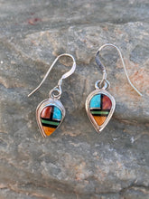 Load image into Gallery viewer, Turquoise Orange Spiny Drop Dangle Earrings