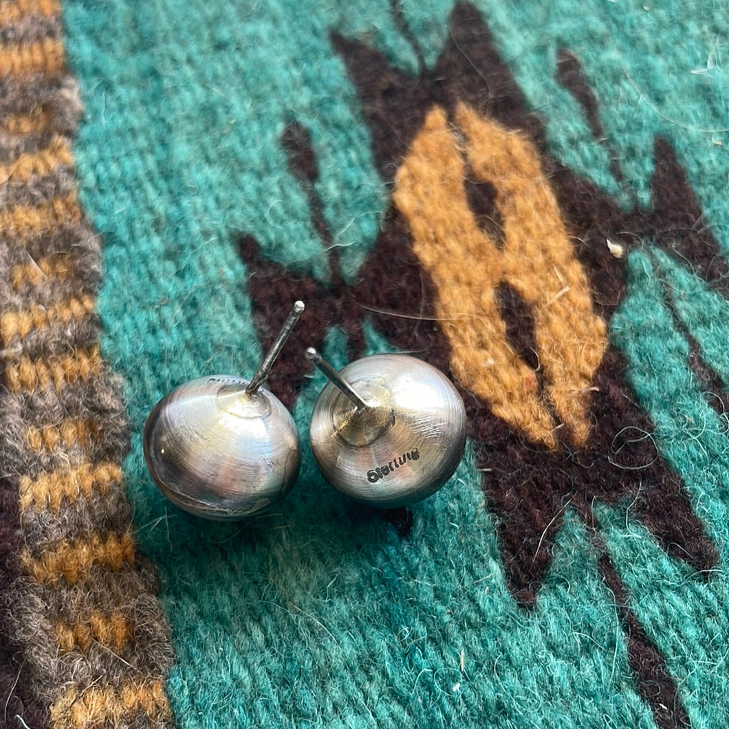 Navajo Sterling Silver Pearl Stud Earrings 12mm