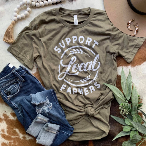 Tee - Support Local Farmers (Olive)